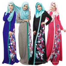 Premium Qualität Polyester Frauen Kostüm gedruckt floral Abaya Designs 2017 Dubai Frauen